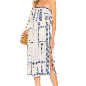 Free People Wild Romance Embroidered Strapless Dress